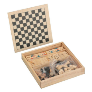 eco friendly 4 in 1 wooden games box