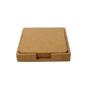 set of 4 cork coasters with stand