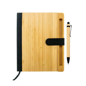 bamboo & rpet a5 notebooks with pen – magnetic clasp & bookmark