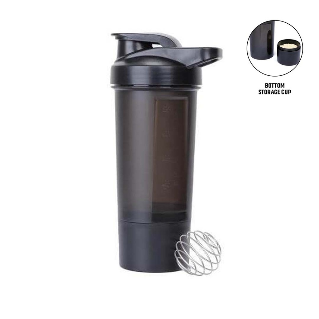DWGL 3254 FINIQ Giftology Protein Shaker Water Bottle With Cup Black