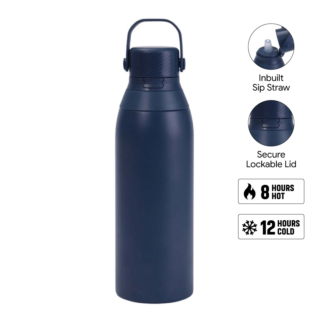 DWHL 3270 EVORA Hans Larsen Double Wall Stainless Steel Vacuum Bottle 750ml Navy 1