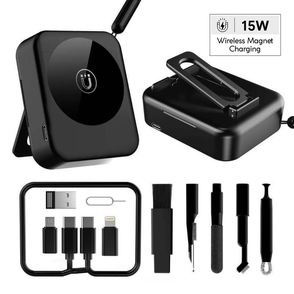 ITWC 1259 ROMONT Giftology 6 In 1 Mag Wireless Charger Multicable Cleaning Kit
