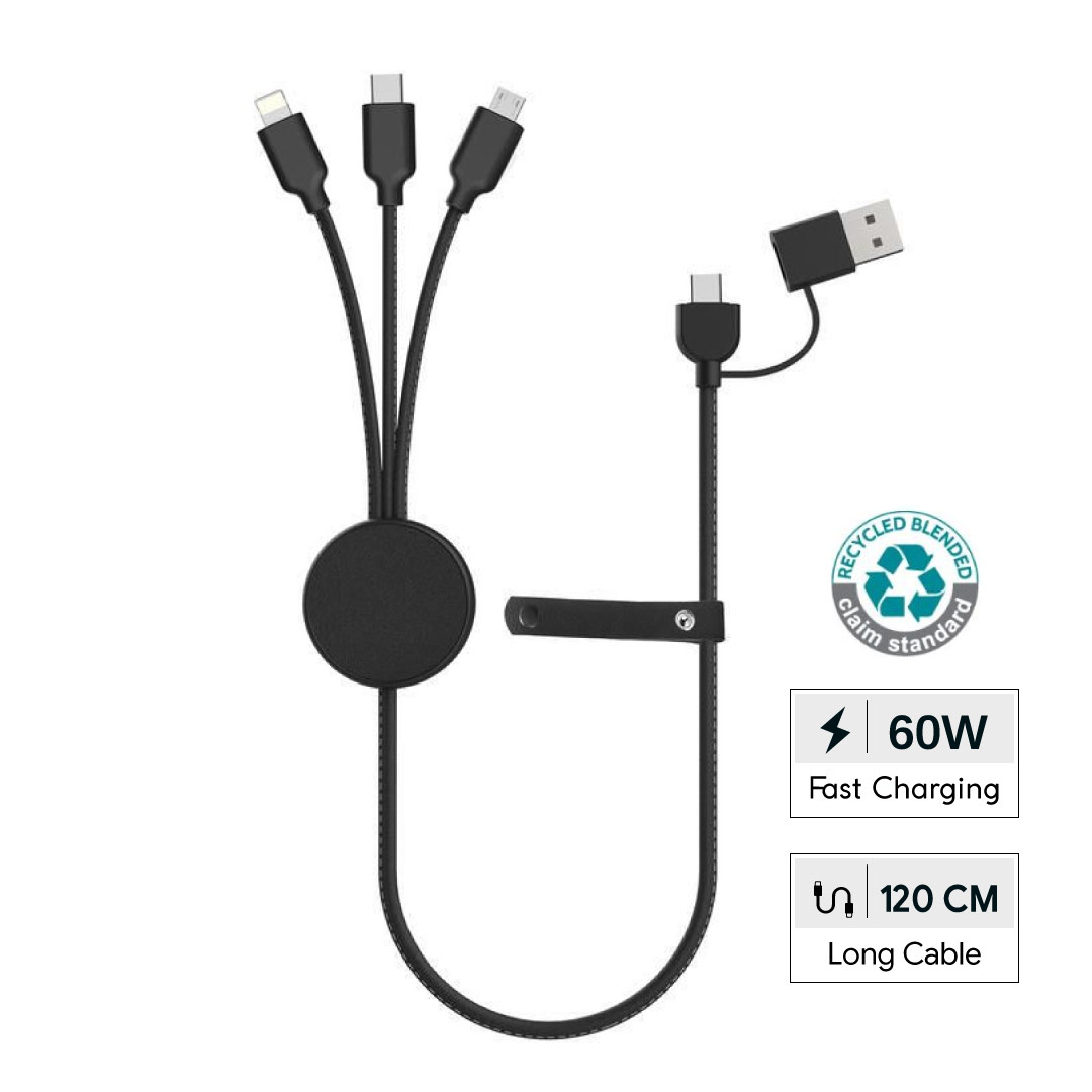 MTST 1161 KOPER @memorii Recycled 6 In 1 Charging Cable Black