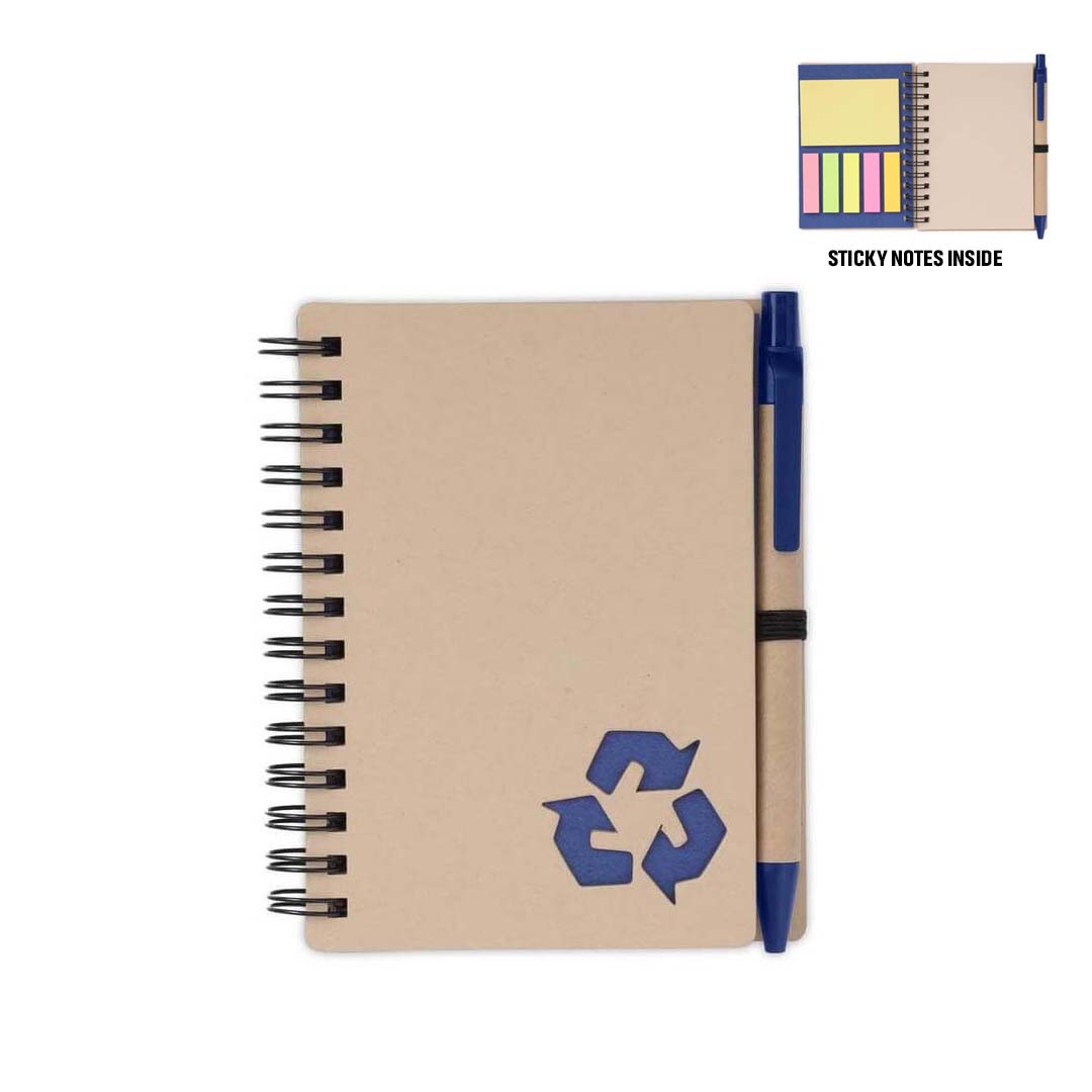NBEN 5326 HASSA Eco Neutral A6 Notepad Pen Set With Sticky Note Navy Blue